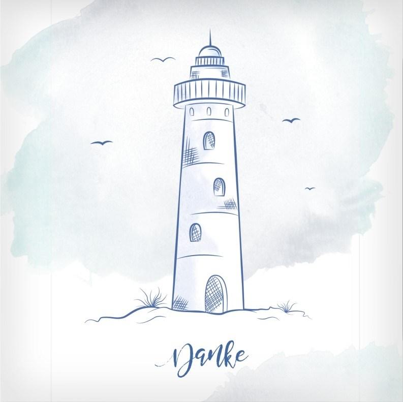 Trauerdankeskarte mit Leuchtturm