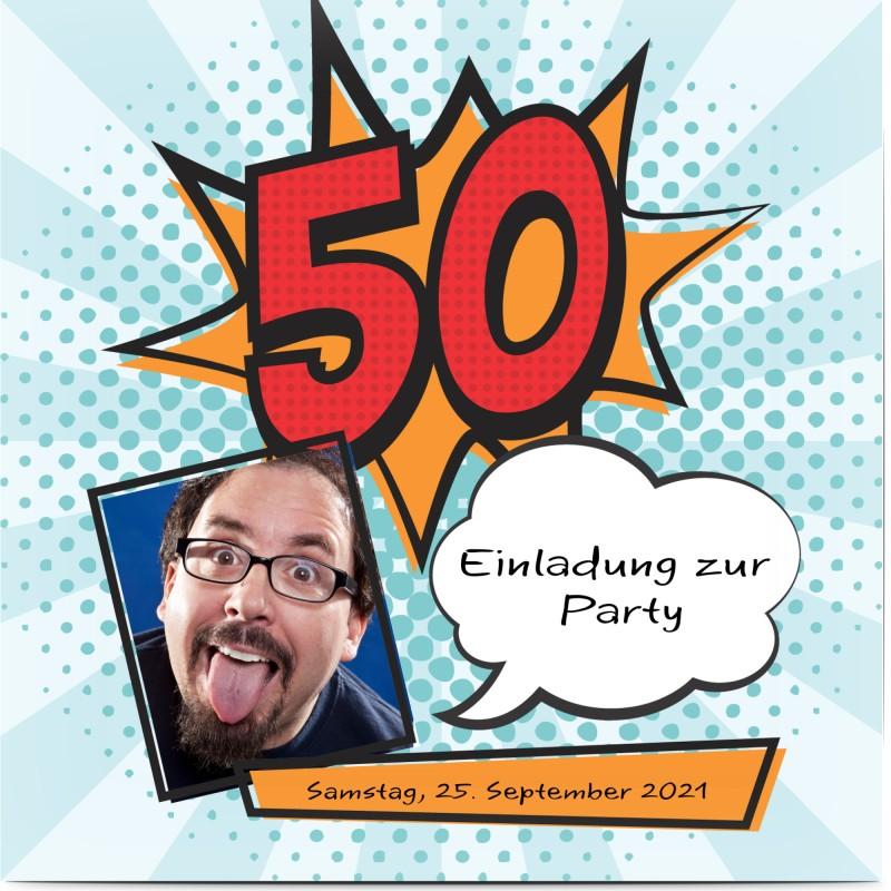 Einladungskarte Geburtstag lustig Comic
